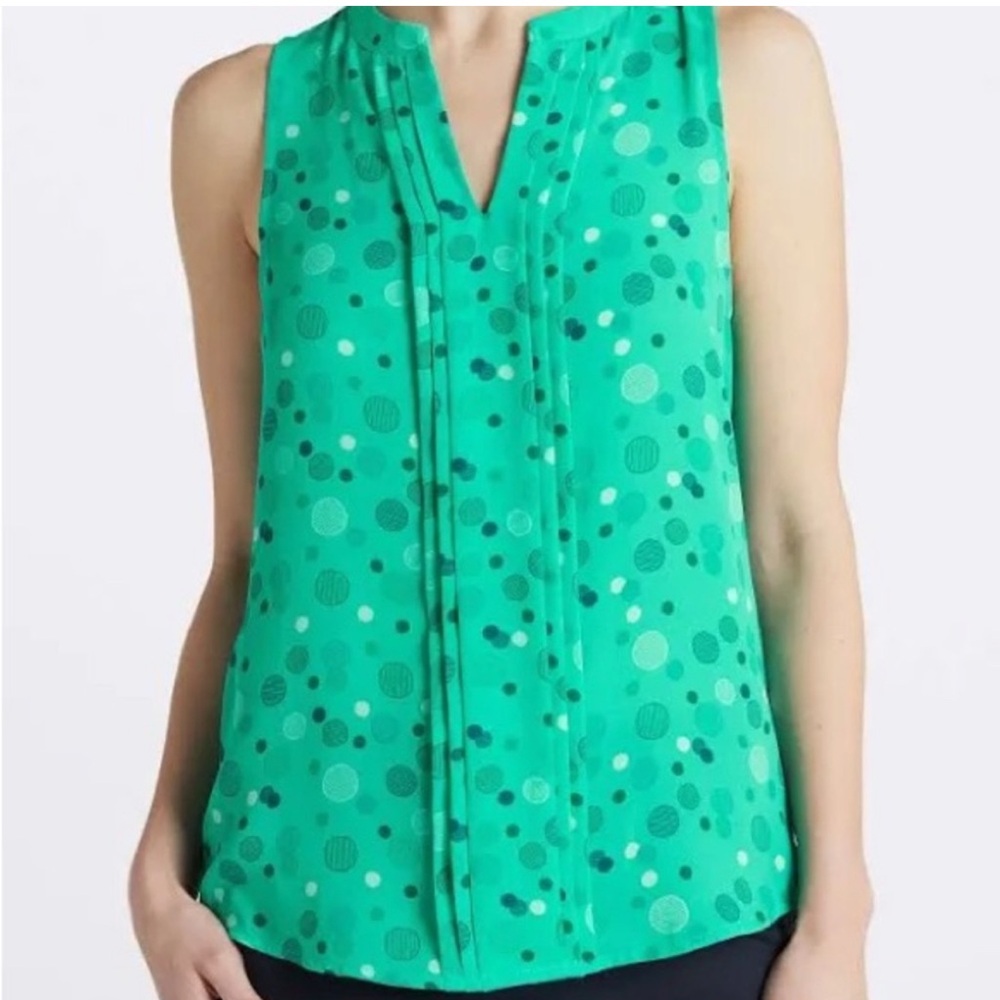 41 Hawthorn Teal Polka Dot Sleeveless Blouse